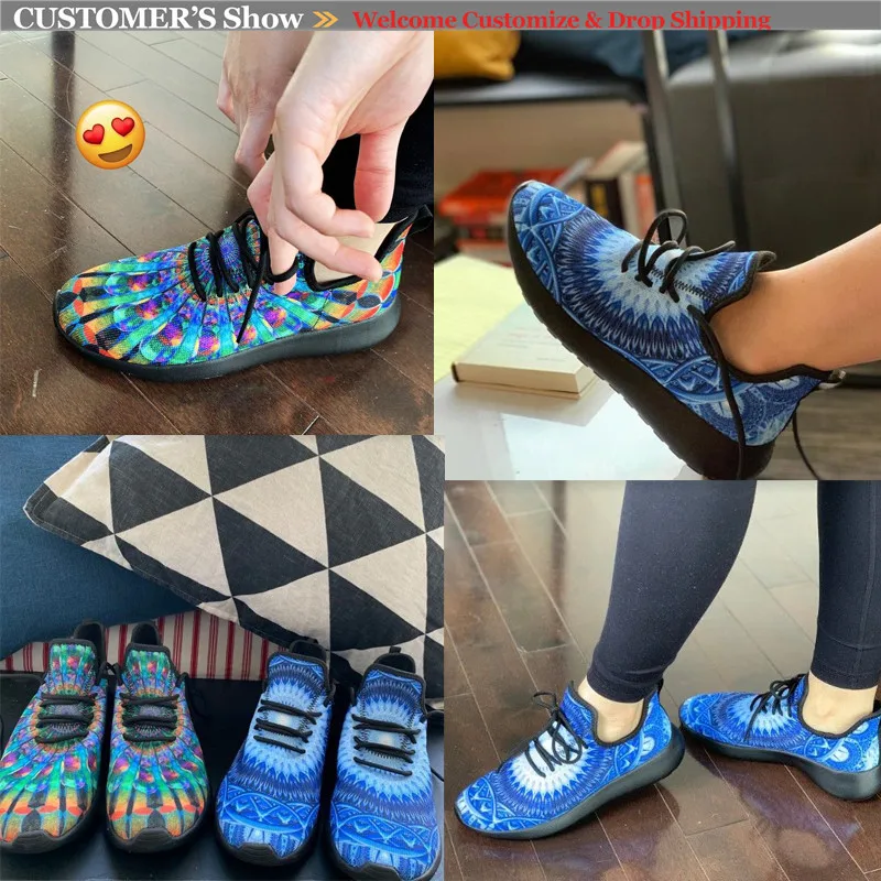 FORUDESIGNS Universe/Space/Nebula/Galaxy Printed Woman Flats Shoes Breathable Knit Mesh Sneakers Spring/Autumn Casual Footwear