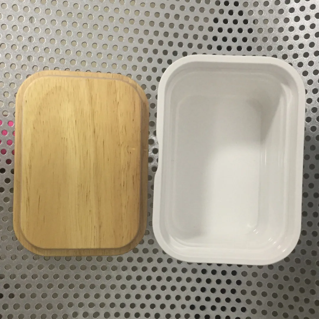 Butter Box Melamine Dish With Wood Lid Holder Serving Storage Container