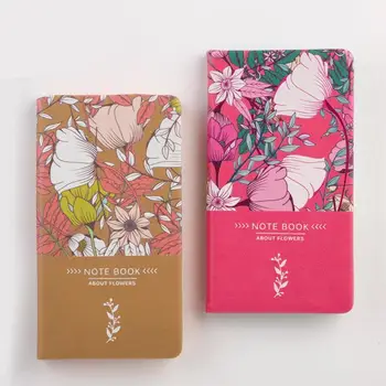 

A6 Hardcover Leather Journal Pocket Planner Travel Kawaii Mini Notebook Flowers Printing Diary Note Pad Stationery C20 D30