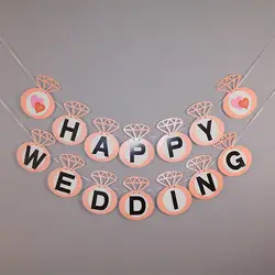 Кольцо с бриллиантом счастливый Свадебный баннер Бантинг гирлянда для свадьбы обручение девичник вечерние Вечеринка свадебный душ