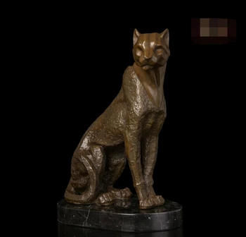 

Abstract Art Sculpture Bronze Copper Marble Base Leopard Cheetah Statue Figurine