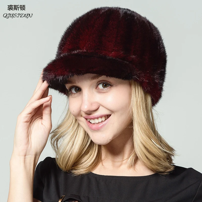 Sombrero de visón Real para mujer natural ermine 2017 nuevo sombrero de invierno de alta calidad para mujer las mujeres - 1