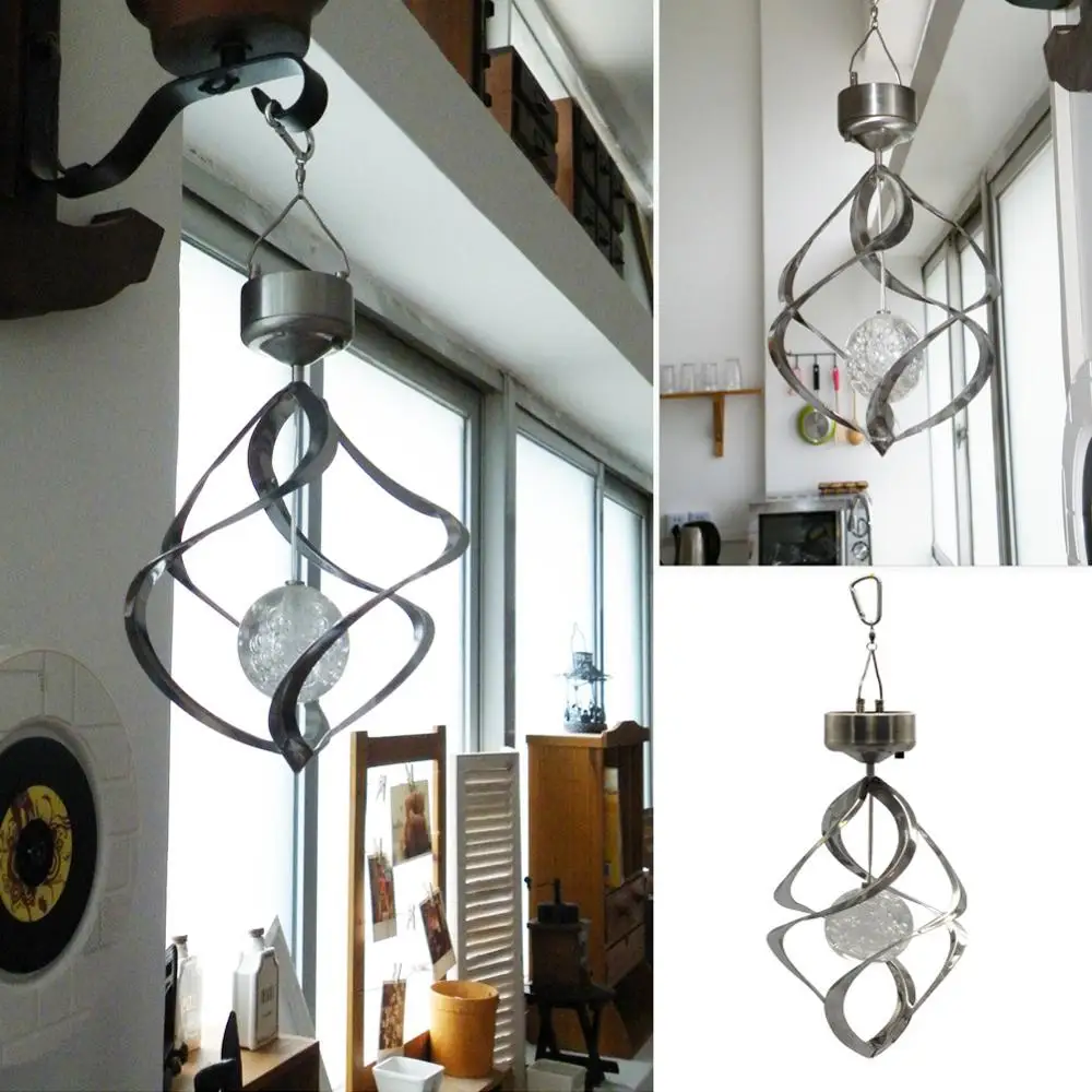 

Household Solar Light Wind Chime Garden Decoration Wind Turn Light Colorful Diamond Light