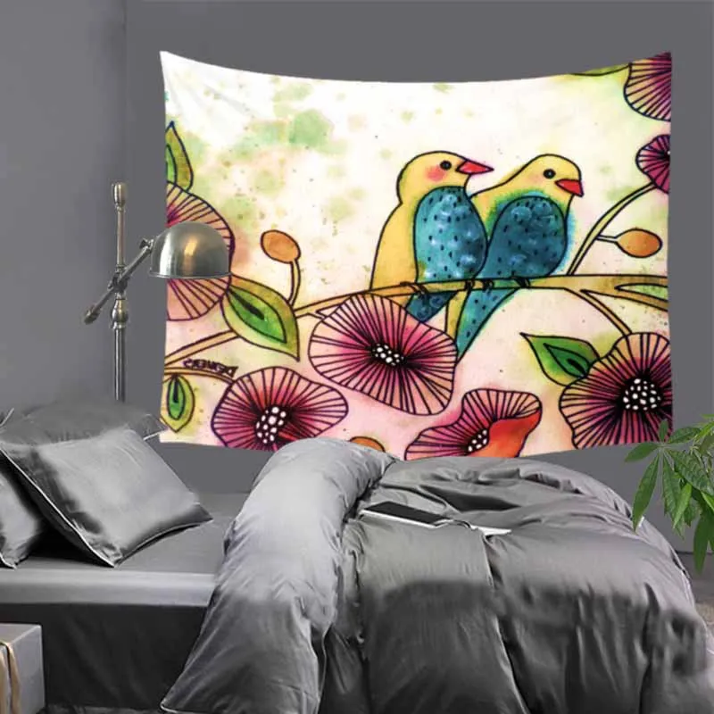 Североамериканский цветок и птица гуашь настенный гобелен домашний декор пляжное полотенце Коврик для йоги одеяло для пикника скатерть