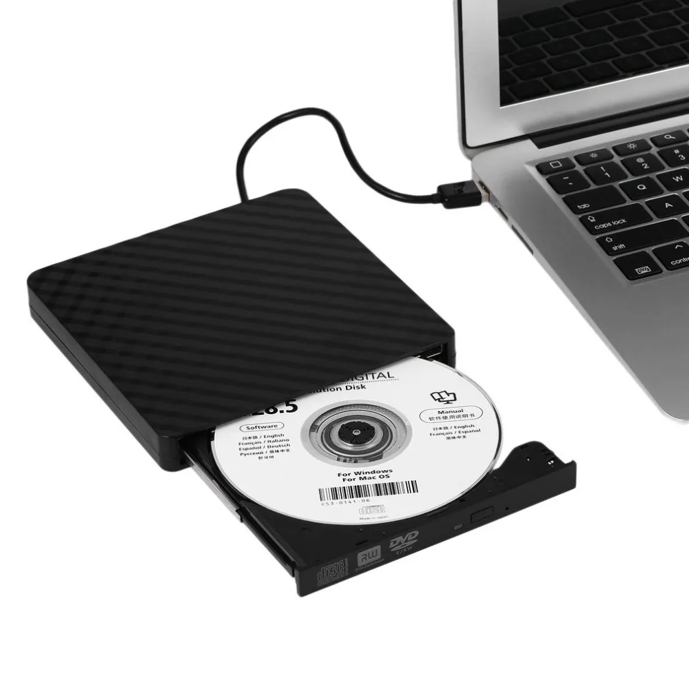 

External DVD ROM Optical Drive USB 2.0 CD/DVD-ROM CD-RW Player Burner Slim Portable Reader Writer Recorder for Laptop Dropship