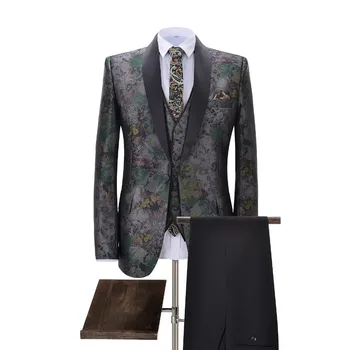 Ceny Męskie Garnitury 3-sztuk Slim Fit Garnitury Biurowe Pana Młodego Retro Noble Szary Smokingi Na Formalne Wesele Plus Garnitury (marynarka + Spodnie + Kamizelka)