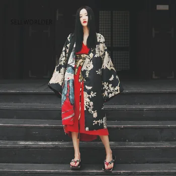 2018 SELLWORLDER Japan Style Ukiyo-e Silver tree gold flower Embroidery Thick Cotton Coats Two Side Belt Long Jackets 2018 SELLWORLDER Japan Style Ukiyo-e Silver tree gold flower Embroidery Thick Cotton Coats Two Side Belt Long Jackets