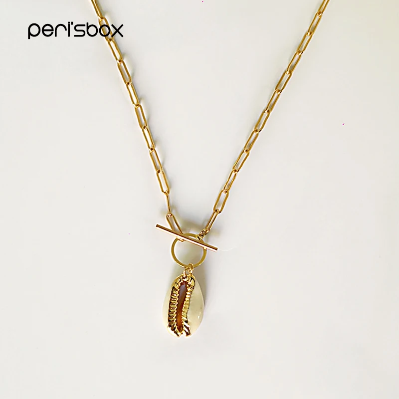 

Peri'sbox Gold Dipped Natural Cowrie Shell Pendant Necklace for Women Boho Chic Seashell Necklaces Beach Necklace 40cm 45cm 50cm