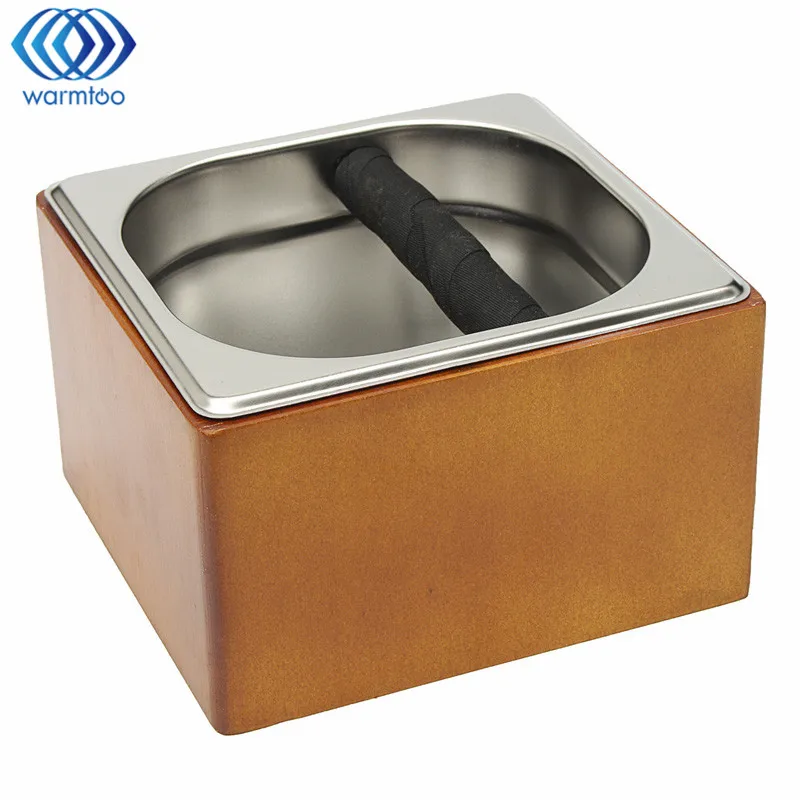 

Coffee Residue Knock Box Espresso Stainless Steel Slag Bucket With Wooden Holder Coffee Make Tool Household