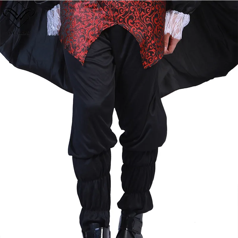 Wechery средневековый костюм вампира черный с принтом топы, штаны плащ набор для Косплэй мужские древней сказка одежда