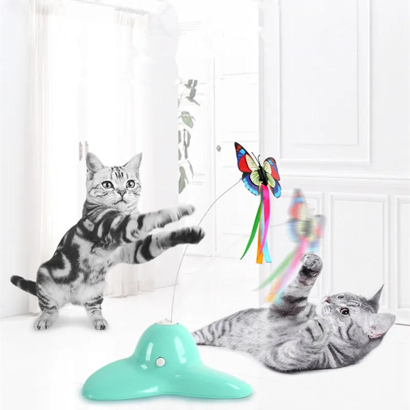 Cat Electric Butterfly Flying Pet Cat Kitten Toy Rotation Colorful