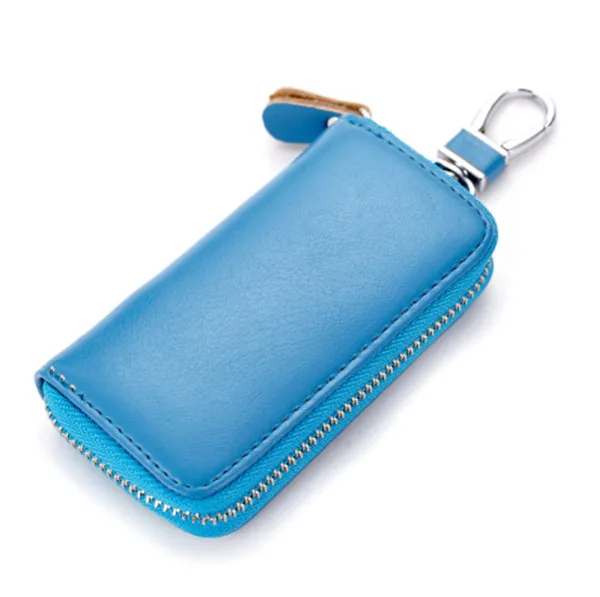 BISI GORO Luxury Key Holder Leather Key Organizer Men&Women Car Key Bag Fashion Housekeeper Key Holder Creative Gifts - Цвет: Light Blue CL930