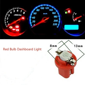 

10pcs Red B8.5D 509T B8.5 5050 Led 1 SMD T5 Lamp Car Gauge Dash Bulb Dashboard Warning Light 12v