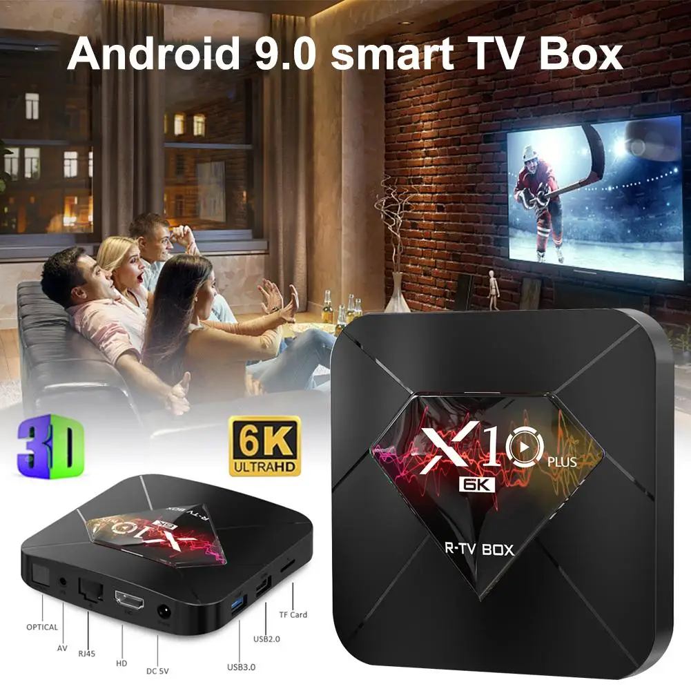 

X10 Plus Android 9.0 Smart TV Box H6 2.4G WiFi 4GB RAM 32GB 64GB ROM HDMI Network Media Player