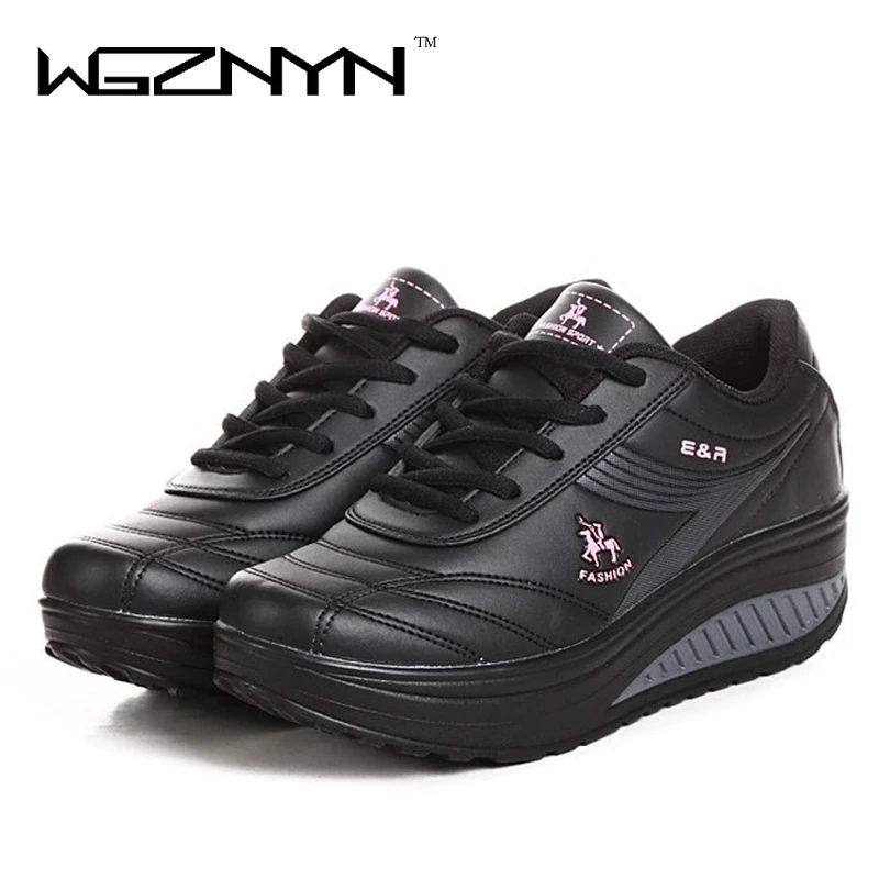 2020 Slimming Shoes Women Fashion Leather Casual Shoes Women Lady Swing Shoes Spring Autumn Factory Top Quality Shoes 3