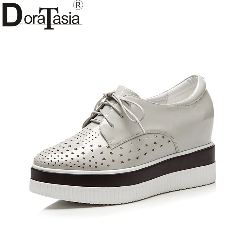 

Doratasia 2018 Cow Leather Vulcanize Fashion Brand Wholesale Square Toe Women Shoes Lace Up Soft Shoes Woman Sneakers