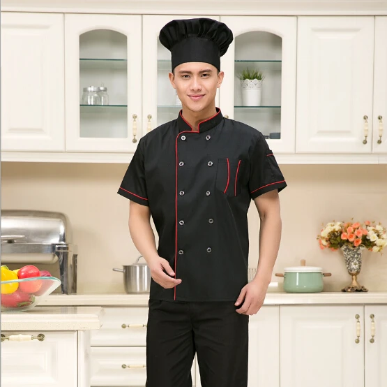Women Men Chef Coats Kitchen Hotel Uniform Cooker Restaurant Short Sleeve Jacket