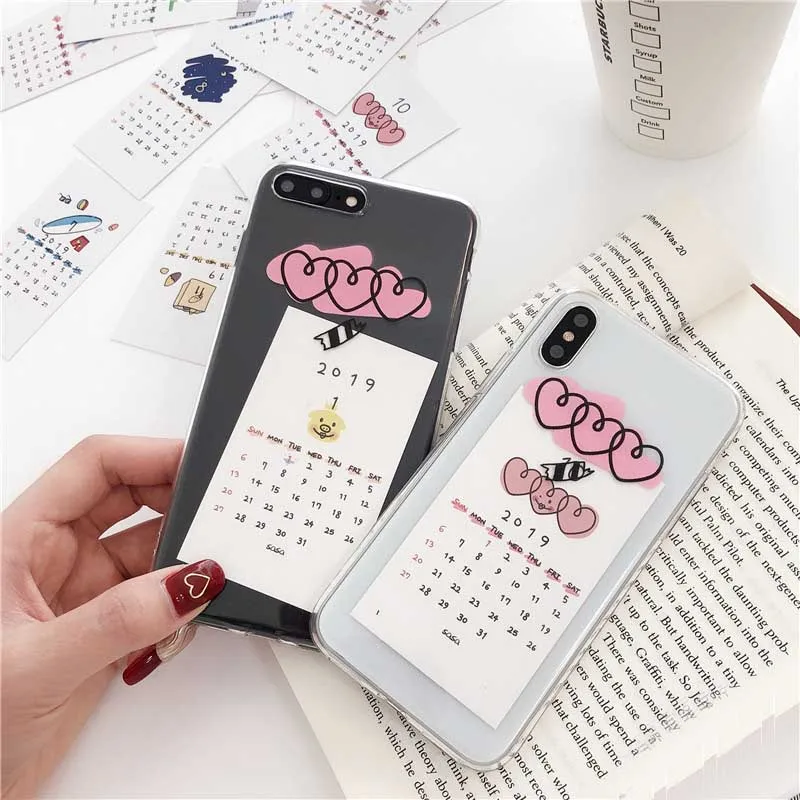 JIBAN Transparent Calendar Card Phone Cases for Apple Iphone X Mobile Cover IPhone Xs Xr 6 6s 6plus 7 7plus 8 |