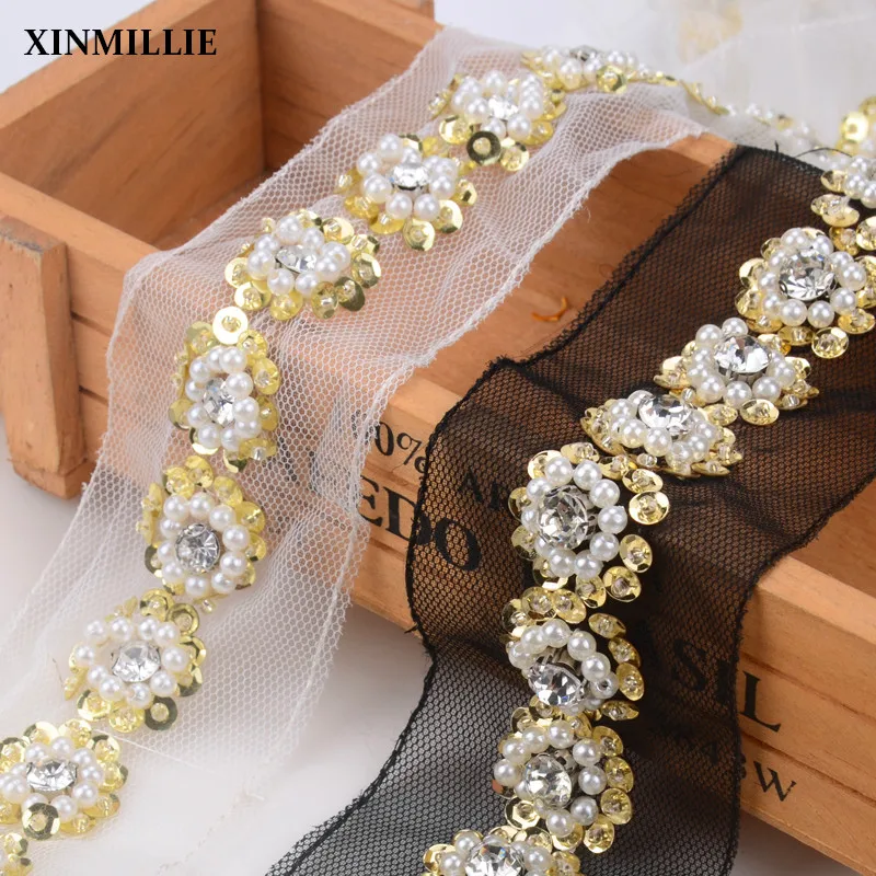 Vestido de encaje cadena Diamante Cinta De Estrás Adorno para Boda Nupcial Decoraciones
