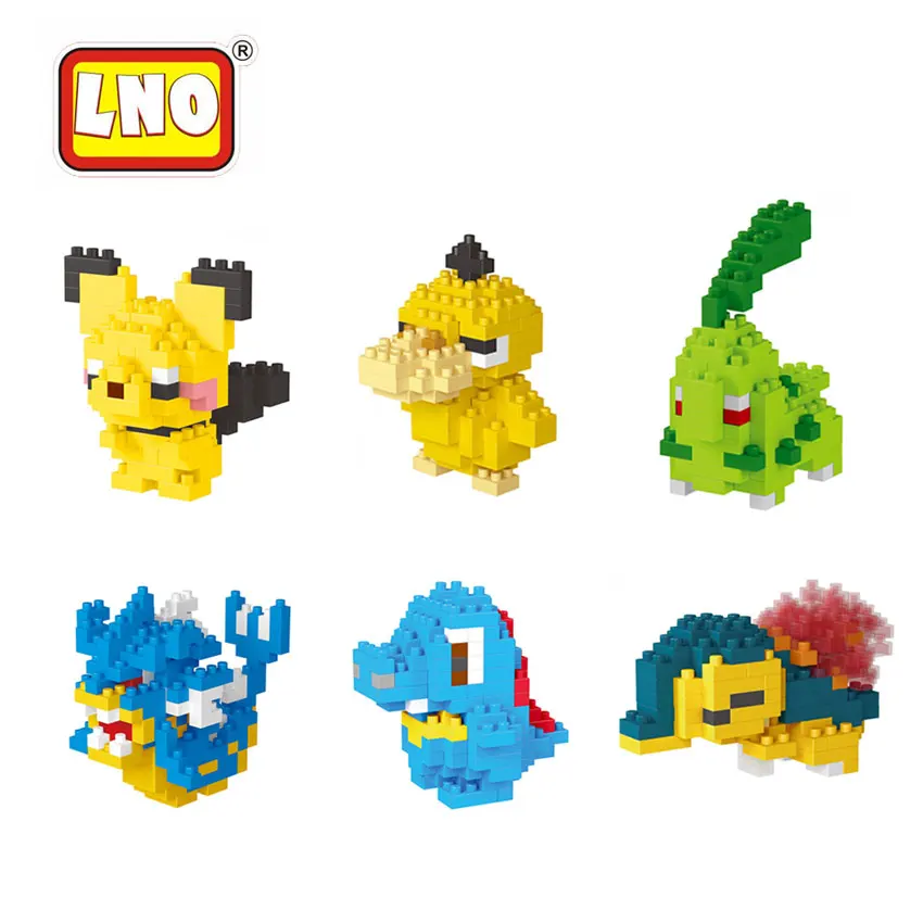 

LNO 2017 Toys Hobbies Miniature Nano Blocks Japan Anime Cartoon Pikachu Action Figures 3D Creative Model Kid Toys Micro Bricks