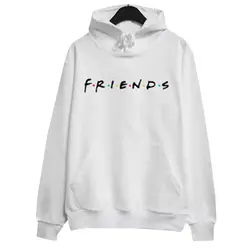 Для женщин Friends Hoodie Повседневное свободные укороченный с капюшоном топы друзья с буквенным принтом пуловер рубашка с длинными рукавами