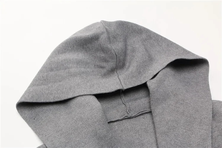 Autumn and winter Europe and the United States new fashion casual women's long coat Slim hooded solid color pocket ladies thick sweater cardigan tide (19)