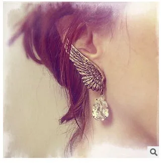 

2019 Orecchini Oorbellen The To Restore Ancient Ways Exaggerated Personality Angel Wings Drop Stones Without Ear Pierced Clip