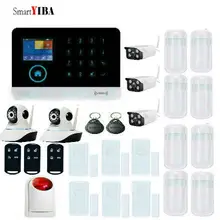 SmartYIBA WIFI GSM Alarm System Security Surveillance Strobe Siren Window Door Open Motion Smoke Detect IP CamiOS Android APP
