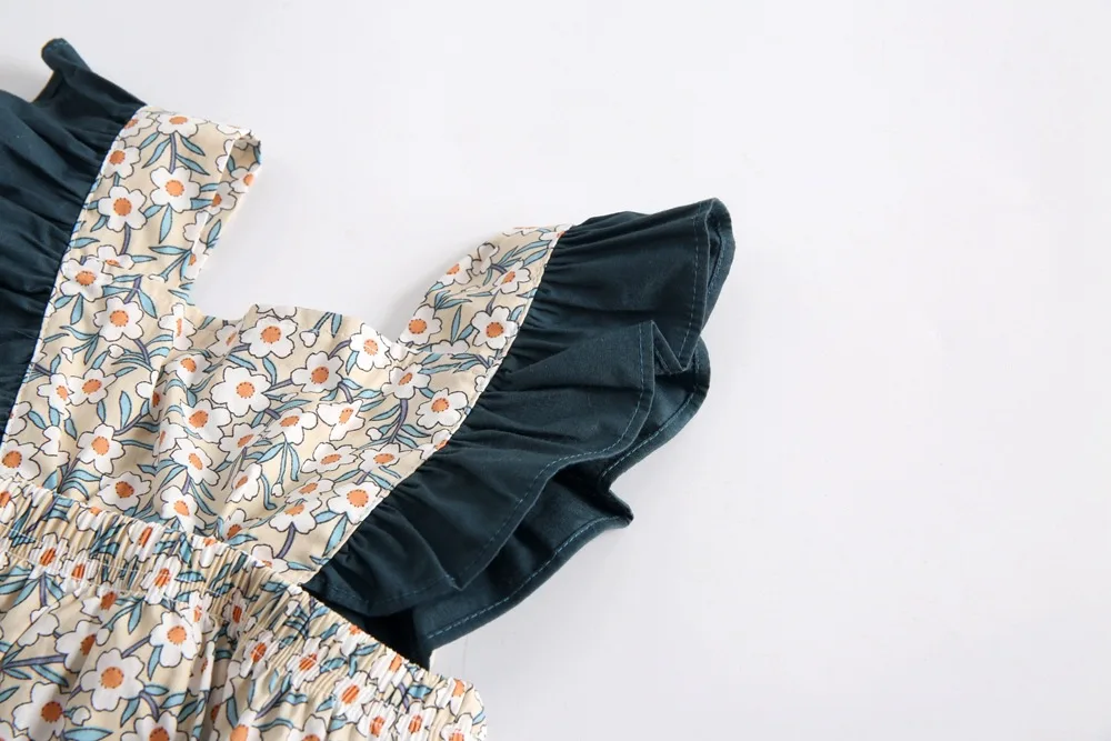 18 Rompers Baby Jumpsuit Summer Floral Print Collar Neck Romper Playsuits Newborn INS Lace Romper Kids Girls Sexy romper 0-3YRS (15)