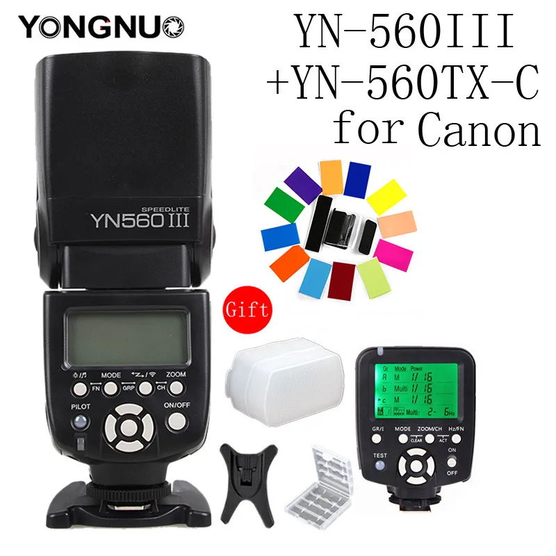 Светодиодная лампа для видеосъемки YONGNUO YN560III YN560-III YN560 III Беспроводной вспышка фотовспышка вспышка для фотосъемки для Canon Nikon Olympus Panasonic Pentax Камера - Цвет: 560IIITX-C For Canon