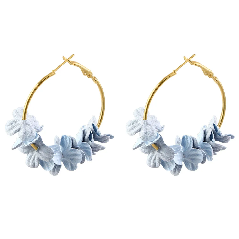 Baby Blue Flowers Модные корейские богемные серьги с цветами и бахромой для женщин круглые висячие серьги с кристаллами - Окраска металла: Baby Blue Flowers