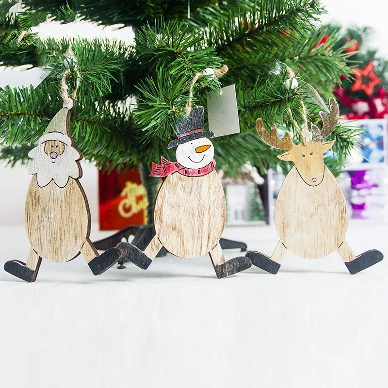 

Creative Christmas Wooden Cute Santa Claus Snowman Elk Christmas Tree Hanging Ornaments New Year Holiday Decoration