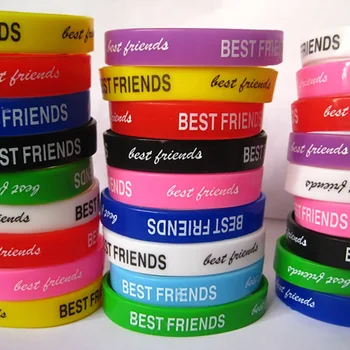 

Wholesale Brand new 50pcs silicone bracelet children's men women mixed colors Friendship best friend rubber wristband bangle