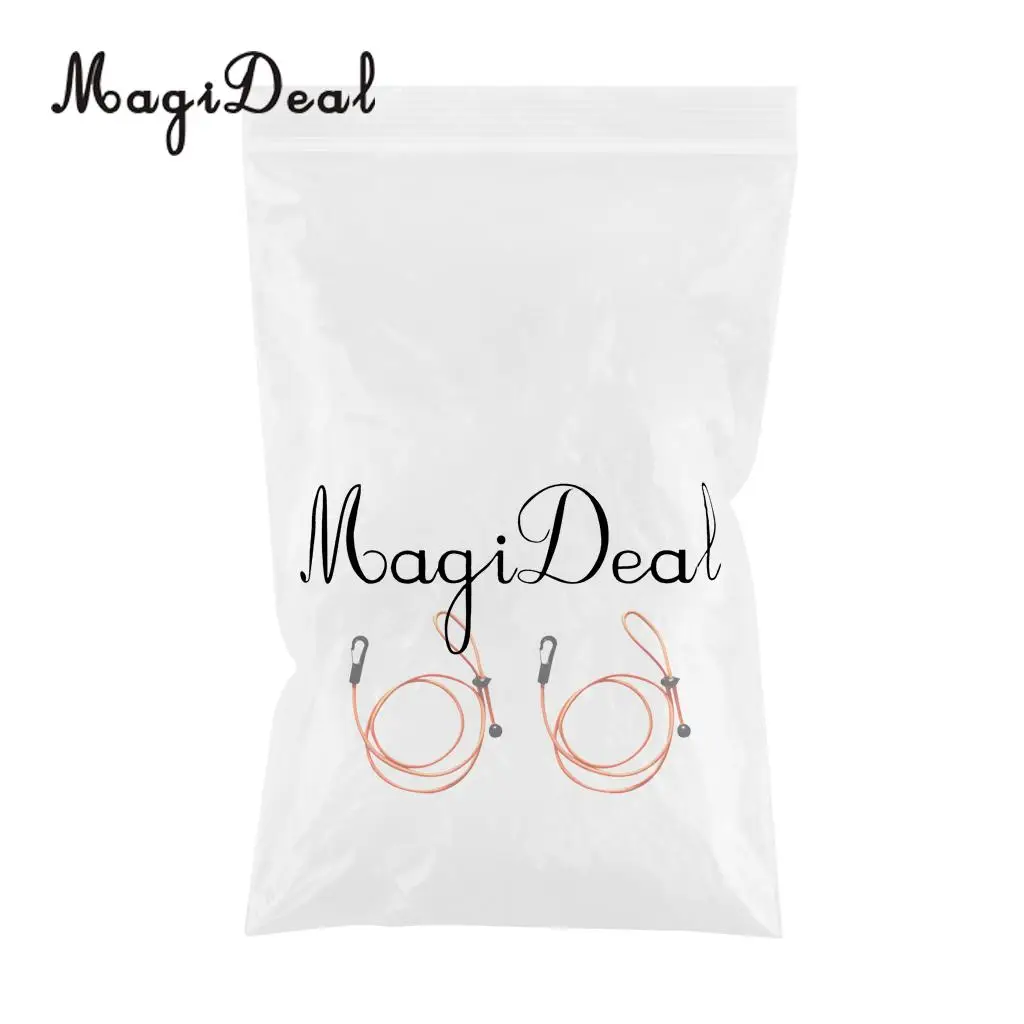 MagiDeal 2 Pieces 1.2m Elastic Kayak Paddle Leash Bungee Fishing Rod Lanyard Orange/Coffee