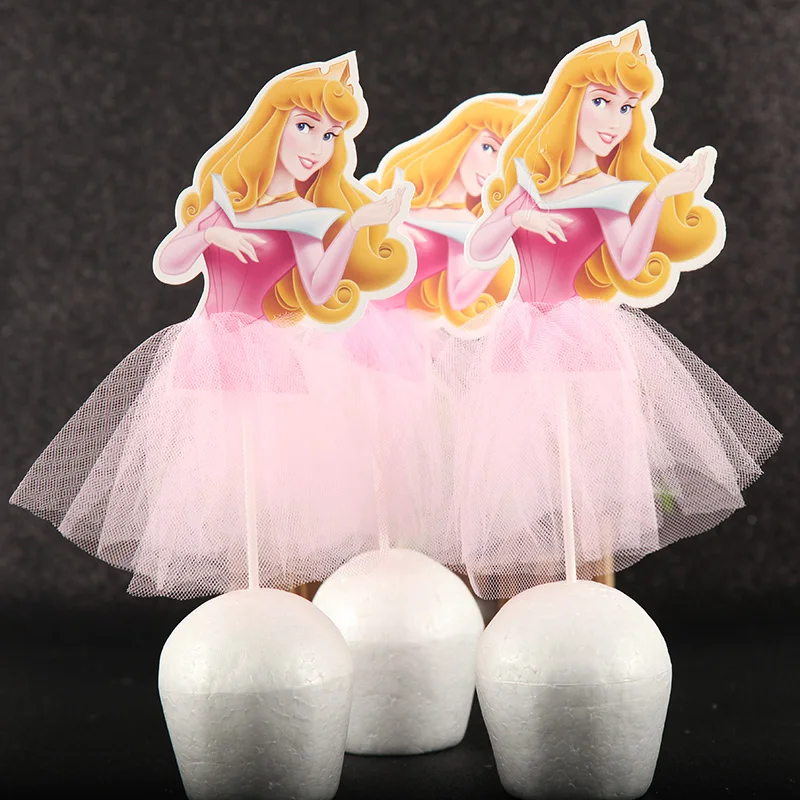 Princess Theme Cupcake Cake Toppers Baby Shower Kids Girls Birthday Party Decorative Supplies 5pcs/lot