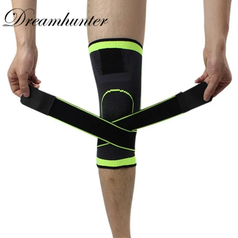 Plus Size 4XL Straps Pressurized Sports Knee Pads 3D Weaving Basketball