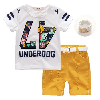 

Summer Boy Set Children's Leaf Print T-Shirt Shorts 2 Pieces/Set of Children's Leisure Sports Set Boys Cotton Children's Clothes