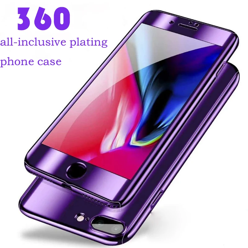 360 Degree Full Cover Plating Mirror Protection Case For iPhone 7 8 6 6s Plus Phone Cases X coke capa saso |