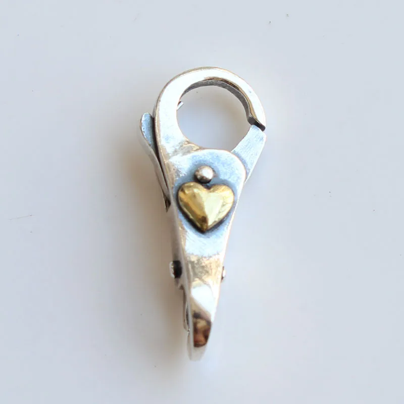 

Gold Heart Lock 925 Sterling Silver Clasps For DIY Charms Beads Bracelet Making Fit European Brand Troll Bracelet Jewelry