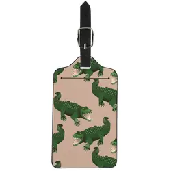 Крокодил Животные Дизайн путешествия Чемодан бирку смешно из искусственной кожи визитница сумки Имя ID Сумки защитный сумки для