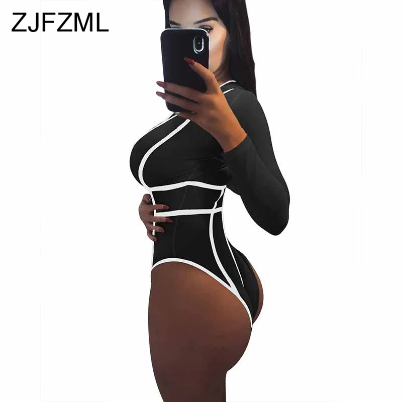 طويلة الأكمام مثير وزرة للنساء الأزياء عميقة V الرقبة مخطط طباعة Bodycon ارتداءها أنيقة عالية الخصر نحيل نادي حللا