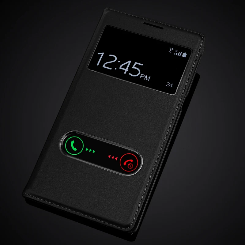 

For Samsung Galaxy Note 2 Note2 N7100 N7108 View window Flip PU Leather Slim Touch Cases with Back Battery Housing Cover