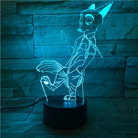 3D кролик лиса лампа удивительная Оптическая иллюзия акриловая панель USB кабель 7