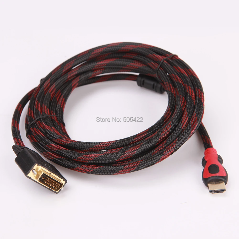 16FT HDMI к DVI DVI-D 24 + 1 pin адаптер позолоченный кабель Папа-папа для 1080P HD HDTV ПК PS3 XBOX |