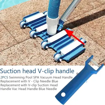 

2PCS Swimming Pool SPA Vacuum Head Handle Replacement With V-Clip Needle Blue Suction Head Handle Head Handle Blue Needle