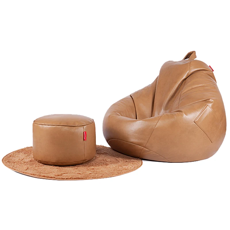 2017 Removível E Lavável PU Córtex Couro Preguiçoso Sofá Do Saco de Feijão Tatami Moda Móveis da Sala de Lazer Cadeira Do saco de Feijão 3 cores