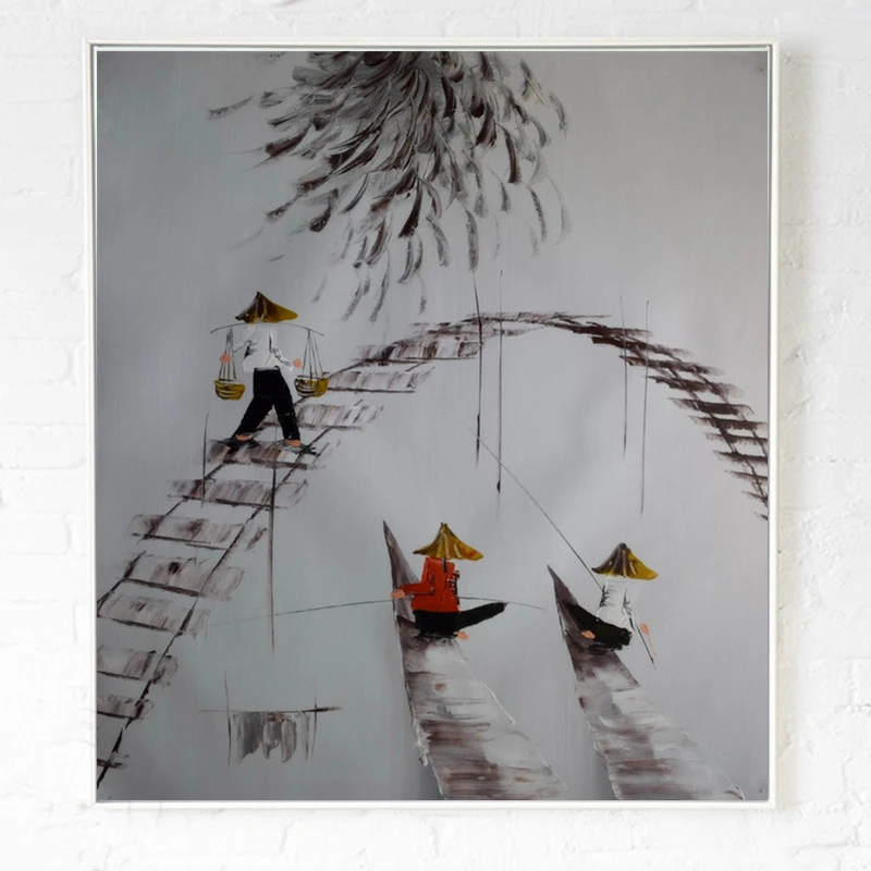 手作りの油絵風景東南アジア釣りナイフ絵画壁アート写真リビングルームのホームインテリア Knife Painting Oil Paintinghandmade Oil Painting Aliexpress