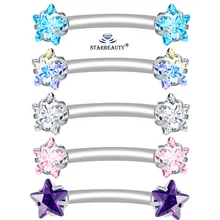 1 шт./лот 1,2x8 мм белый фиолетовый Bijoux звезда бровей Пирсинг для пупка 16 г Labret губ кольцо для носа и уха пирсинг Спираль пирсинг ювелирные изделия