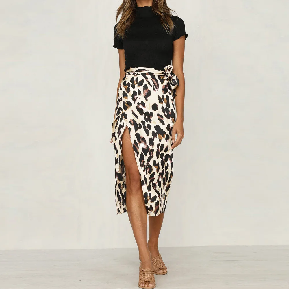 Новейшие женские юбки шифоновая юбка макси с леопардовым принтом женские юбки с длинной талией летние юбки леопарда Женская мода F4