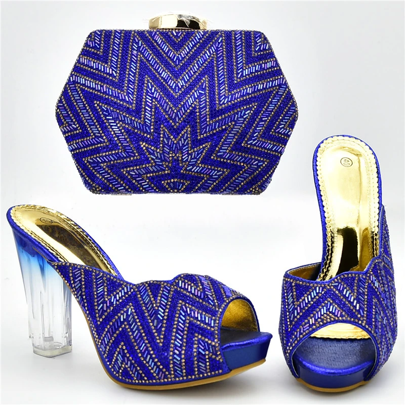 Latest Italian Designer Shoes and Bags Matching Set Decorated with